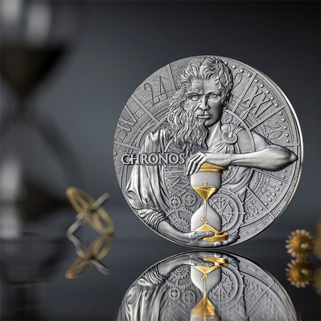 2023 Chronos Dual Essence – 2 oz Sølvmønt .999 (Antique Finish) - Billede 2