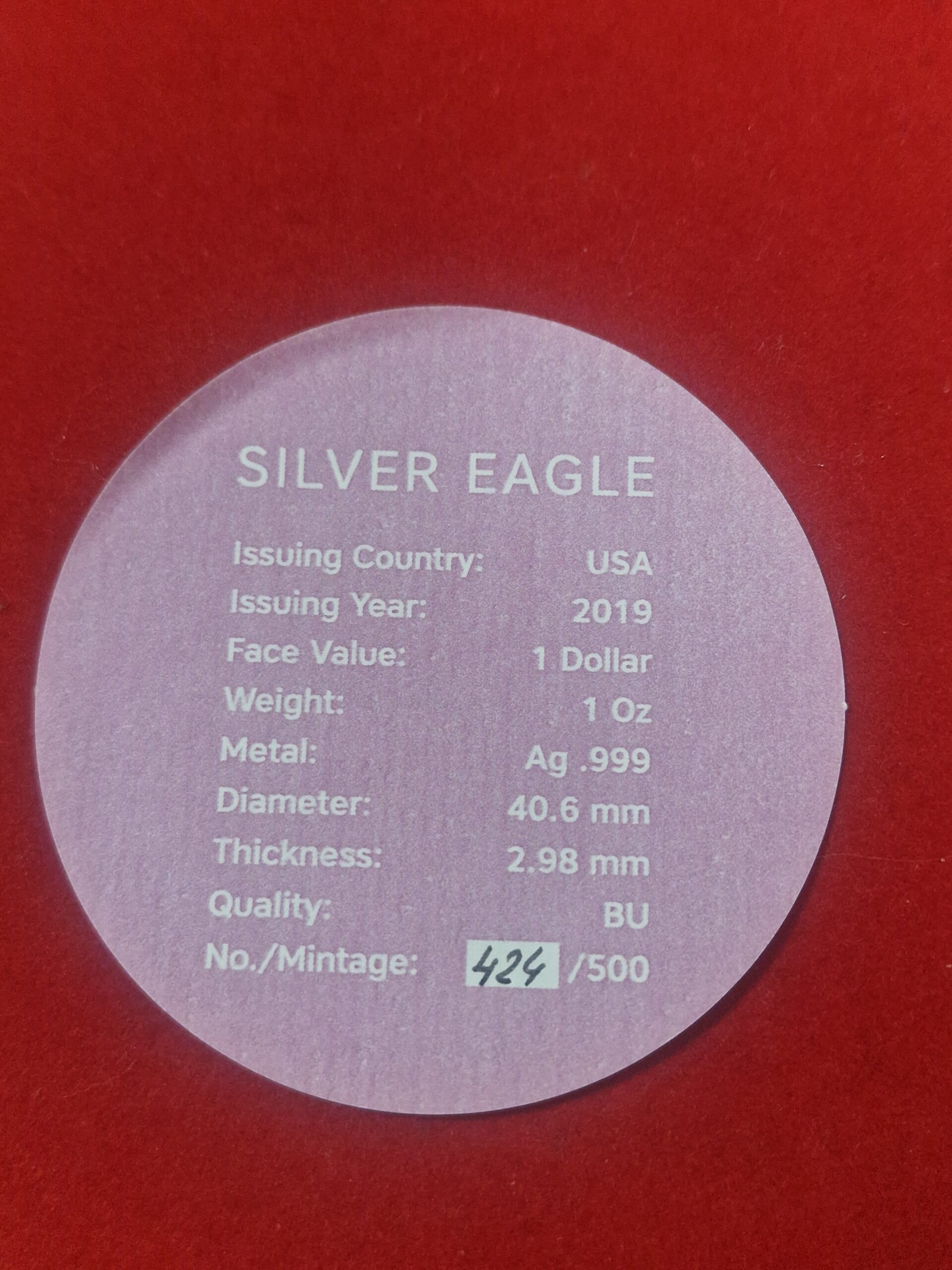 Silver Eagle – MAZEL TOY / BAT MITZVAH Edition (2019) - Billede 6