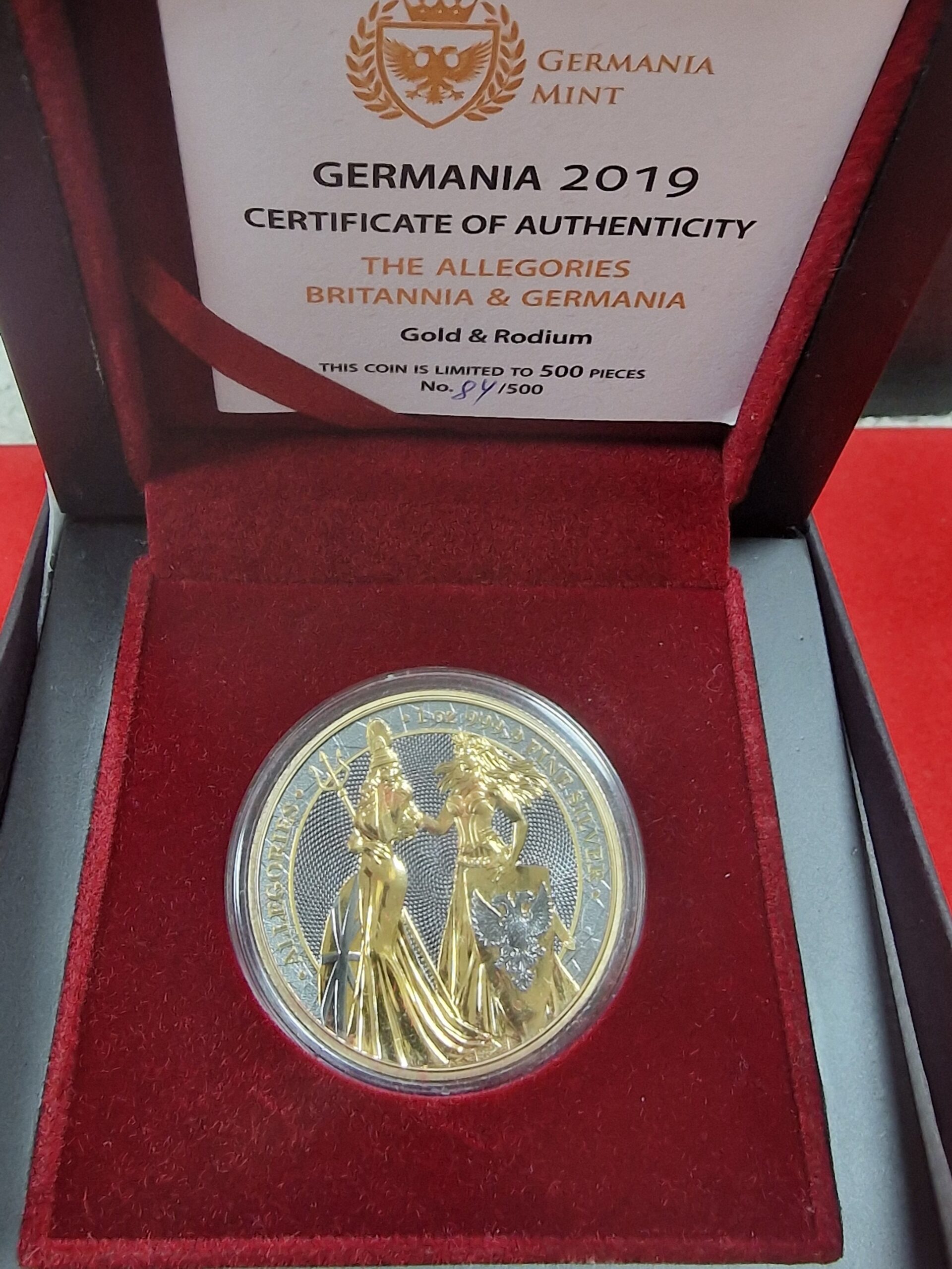 GERMANIA 2019 – The Allegories Britannia & Germania
Limited Edition • Nr. 89/500 • Gold & Rhodium - Billede 3