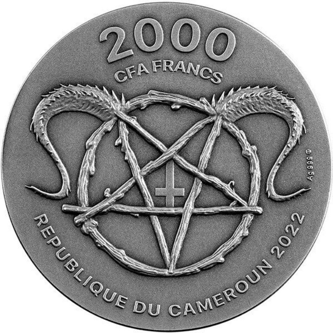 🔥 Mephistopheles – Devils & Demons 2022
2 oz Sølvmønt • Antique Finish • Kun 500 stk worldwide - Billede 2