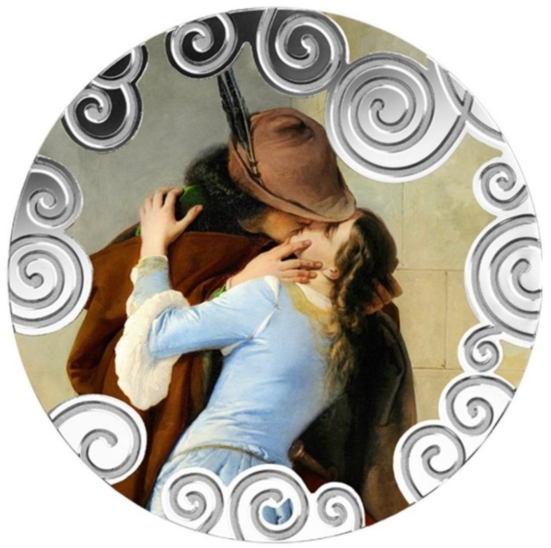 💙 El Beso – Francesco Hayez 2021/2022
1 oz Proof Silver • Kunstmønt • Kun 555 stk worldwide