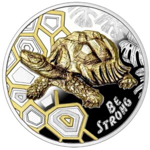 🐢 Be Strong – Turtle 2022
1 oz Proof Silver • Gold Plated • Kun 500 stk worldwide