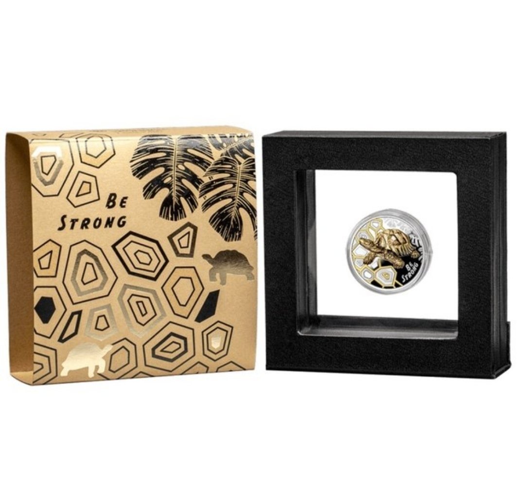 đ˘ Be Strong â Turtle 2022
1 oz Proof Silver ⢠Gold Plated ⢠Kun 500 stk worldwide - Billede 5