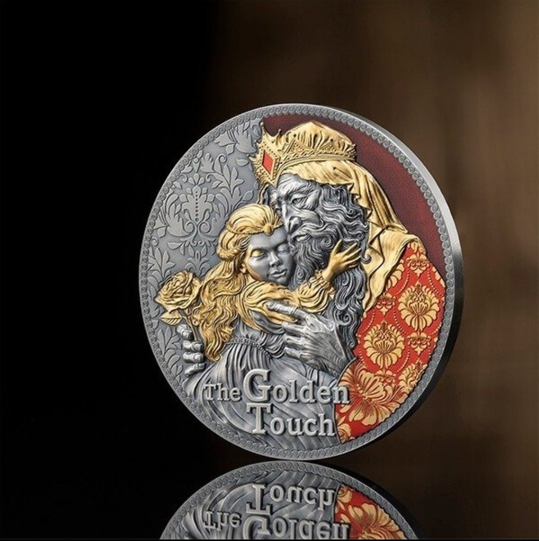 👑 The Golden Touch – Twists of Destiny 2023
2 oz Silver .999 • High Relief • Forgyldning • Antique Finish
Kun 500 stk worldwide - Billede 4