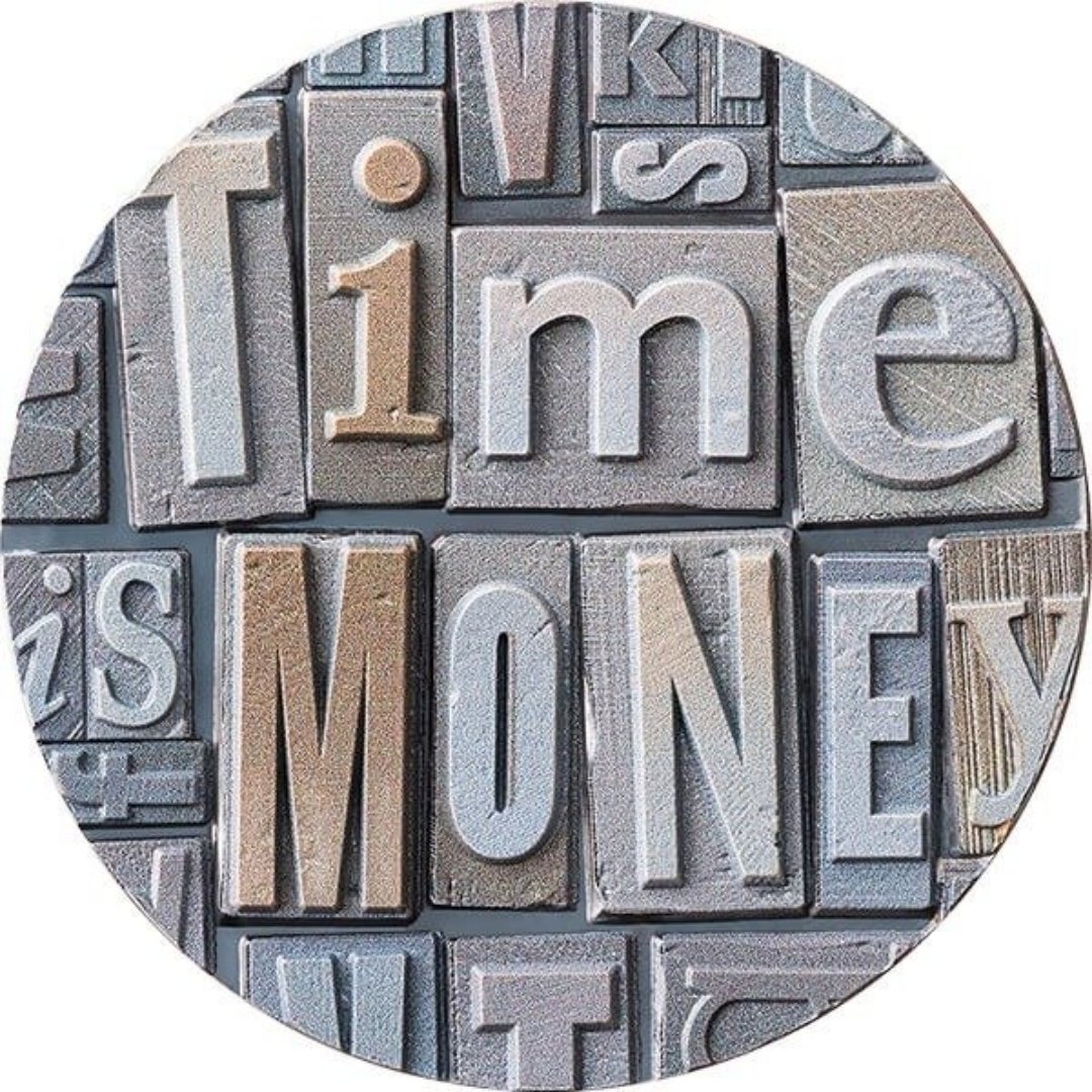 ⏳ Time is Money – 2023
2 oz Silver .999 • Antique Finish • High Relief • Kun 500 stk worldwide