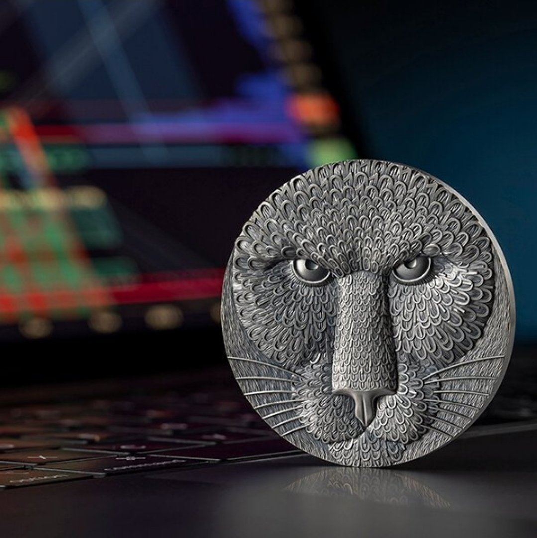 🚀 Binary Puma – United Crypto States 2023
2 oz Silver .999 • Antique Finish • 0.001 Ether • Holografisk sikkerhed • 1000 stk worldwide - Billede 3