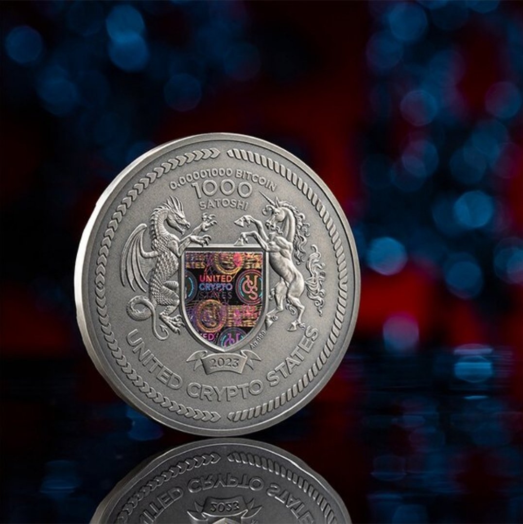 🦅 Binary Eagle – 1000 Satoshi 2023
2 oz Silver .999 • Antique Finish • Holografisk sikkerhed • 1000 stk worldwide - Billede 4