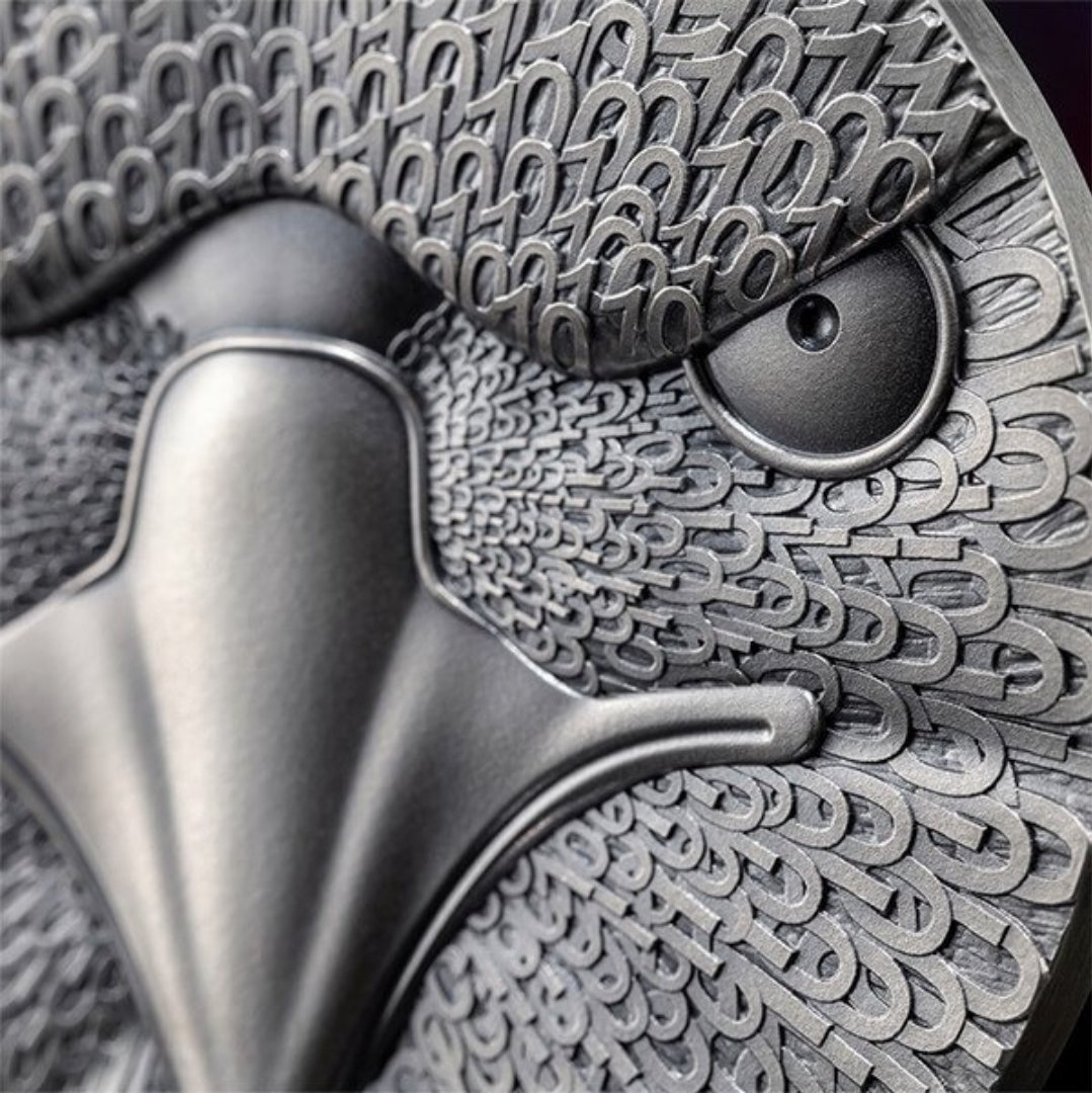 🦅 Binary Eagle – 1000 Satoshi 2023
2 oz Silver .999 • Antique Finish • Holografisk sikkerhed • 1000 stk worldwide