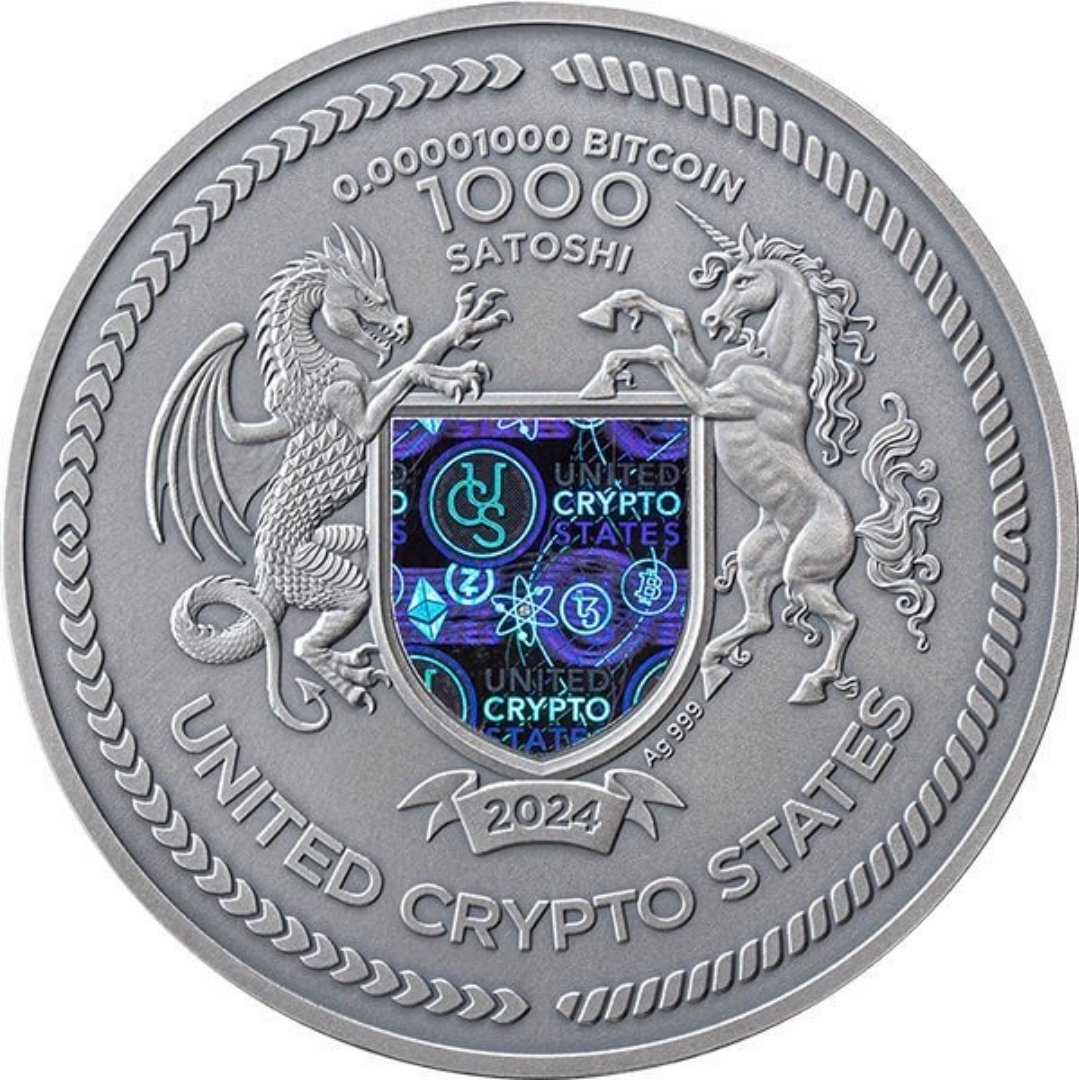 đ Binary Bull â 1000 Satoshi 2024
2 oz Silver .999 ⢠Antique Finish ⢠Højrelief ⢠15 Years Bitcoin Anniversary ⢠1000 stk - Billede 2