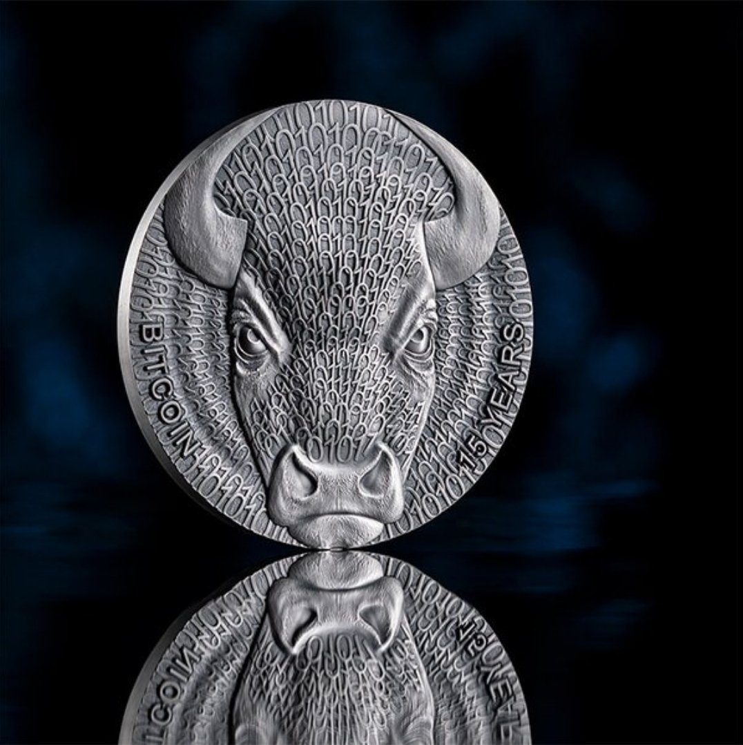đ Binary Bull â 1000 Satoshi 2024
2 oz Silver .999 ⢠Antique Finish ⢠Højrelief ⢠15 Years Bitcoin Anniversary ⢠1000 stk - Billede 6