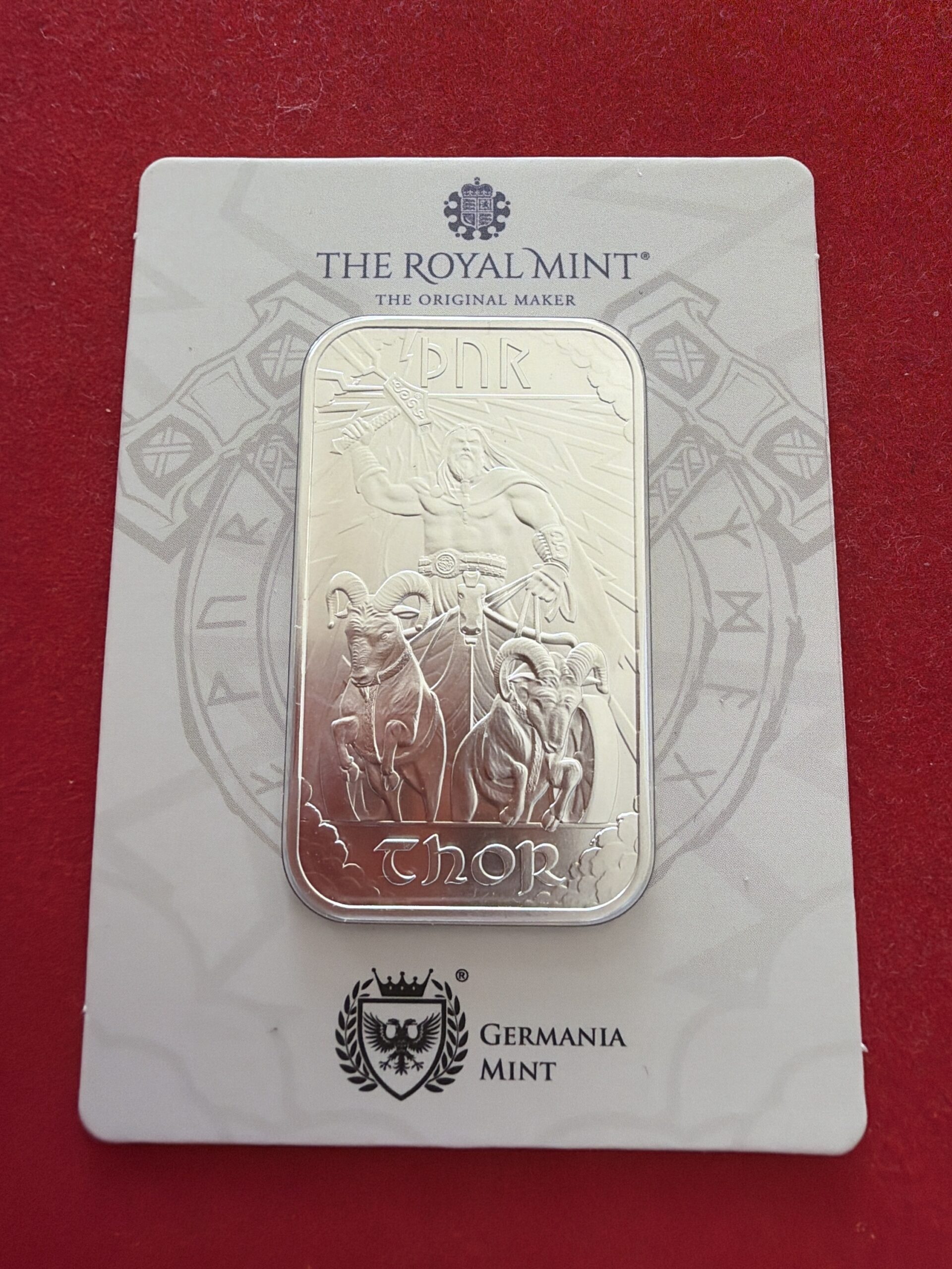 🇬🇧 Thor – The Royal Mint x Germania Mint • 1 oz Silver Bar • Sealed Card