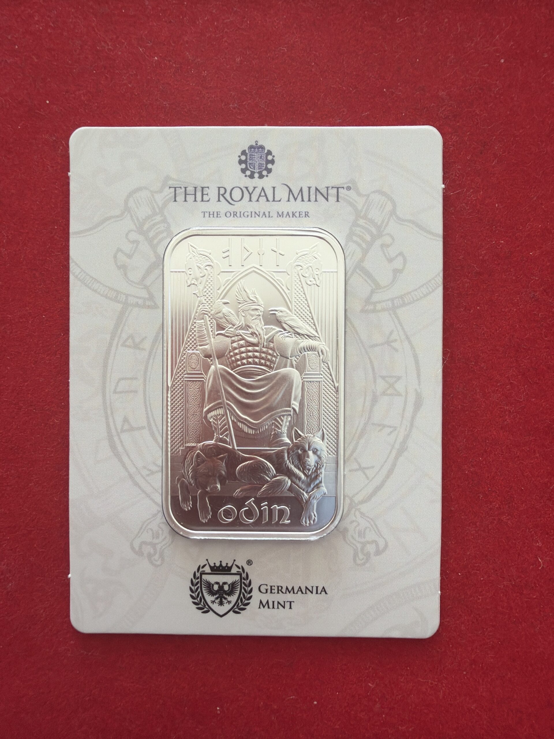 Odin – The Royal Mint x Germania Mint • 1 oz Silver Bar • Sealed Card